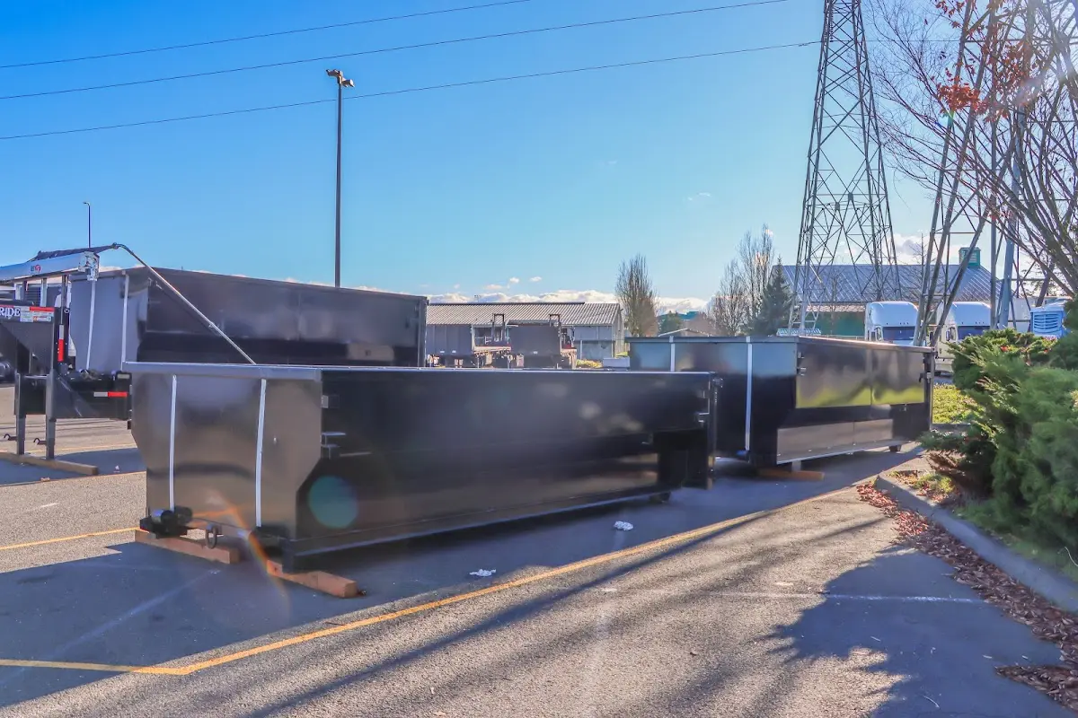 Roll-off dumpster ready for waste disposal at job site for 8 Yard Dumpster Rental in Bridgeport